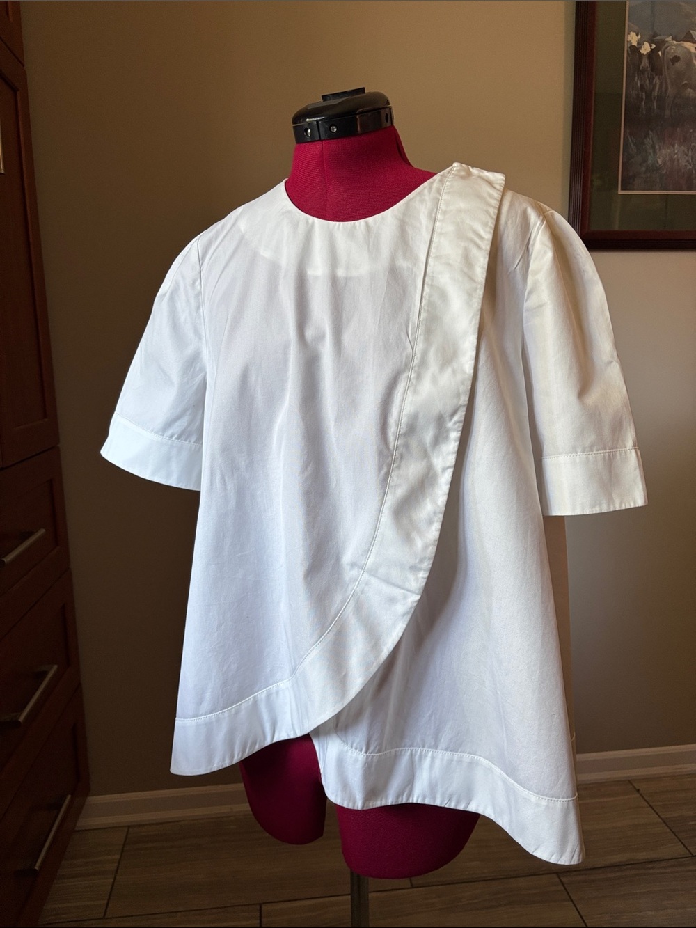 Like New 🦢 Balenciaga Paris Short Sleeve Cotton Tulip Blouse Sz 44 /  US 12 / XL